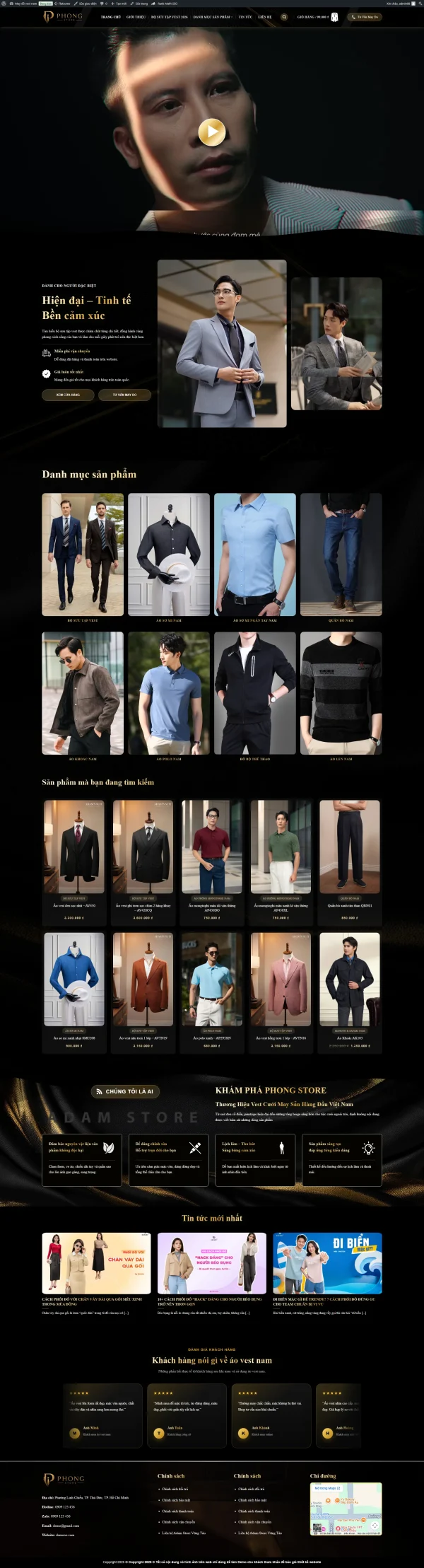 Theme wordpress áo vest nam – sang trọng, lịch lãm, chuẩn ux quý ông