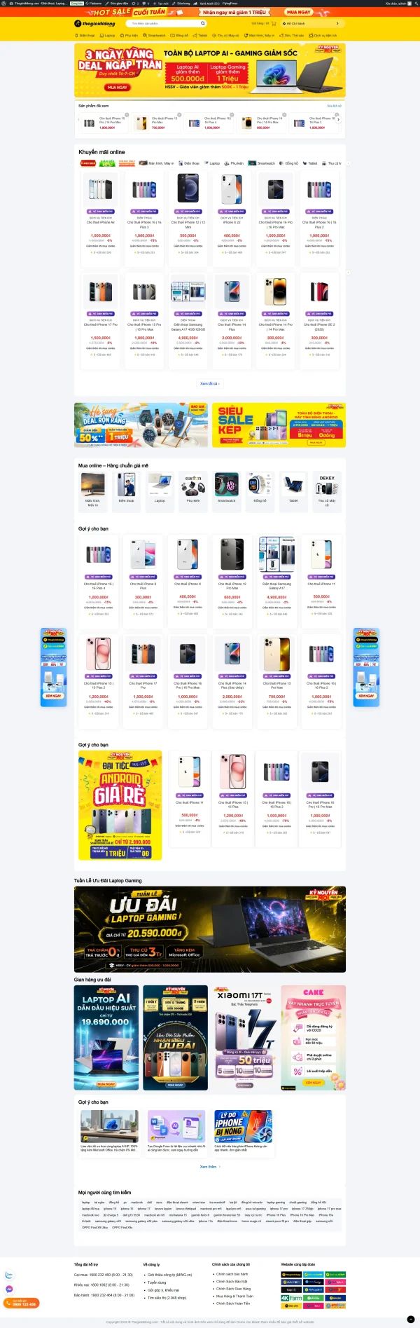 Theme wordpress bán hàng điện thoại giống tgdd chuẩn đẹp