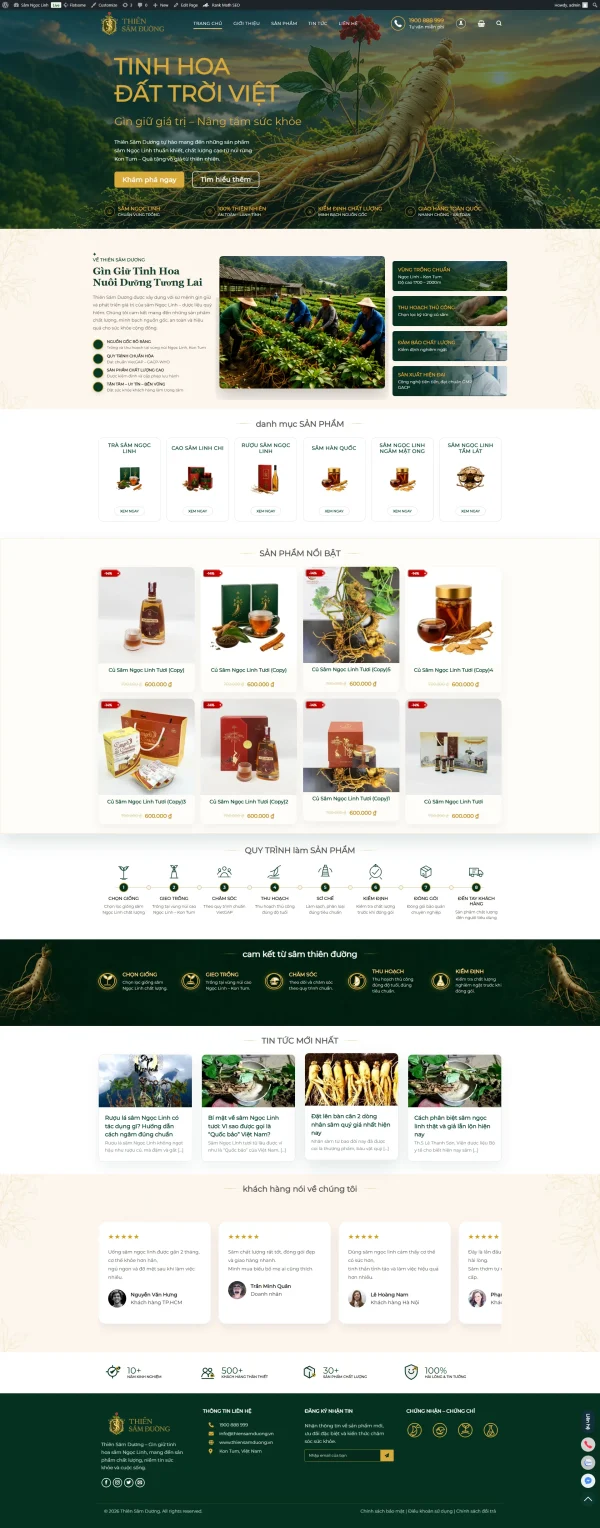 Theme wordpress bán sâm ngọc linh – giao diện sang trọng chuẩn đẹp