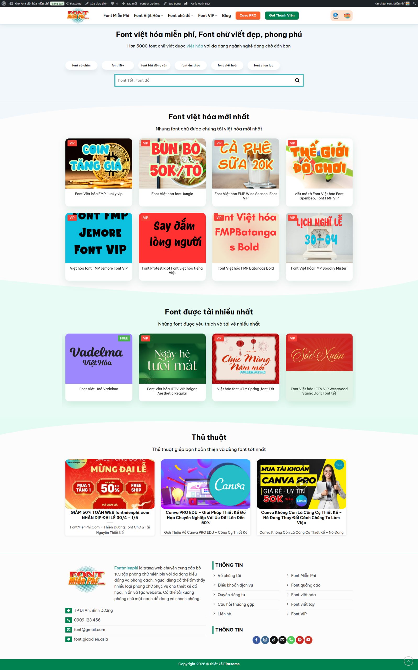 Ảnh Theme WordPress Bán Tài Nguyên Số & Font Chữ Chuẩn SEO