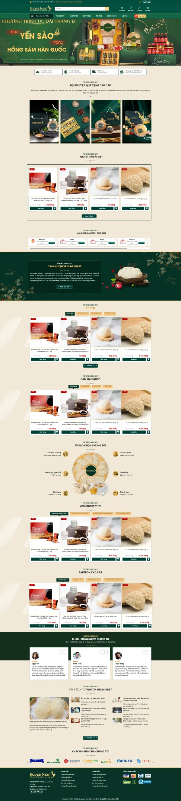 Theme wordpress bán yến sào giao diện sang trọng, chuẩn SEO