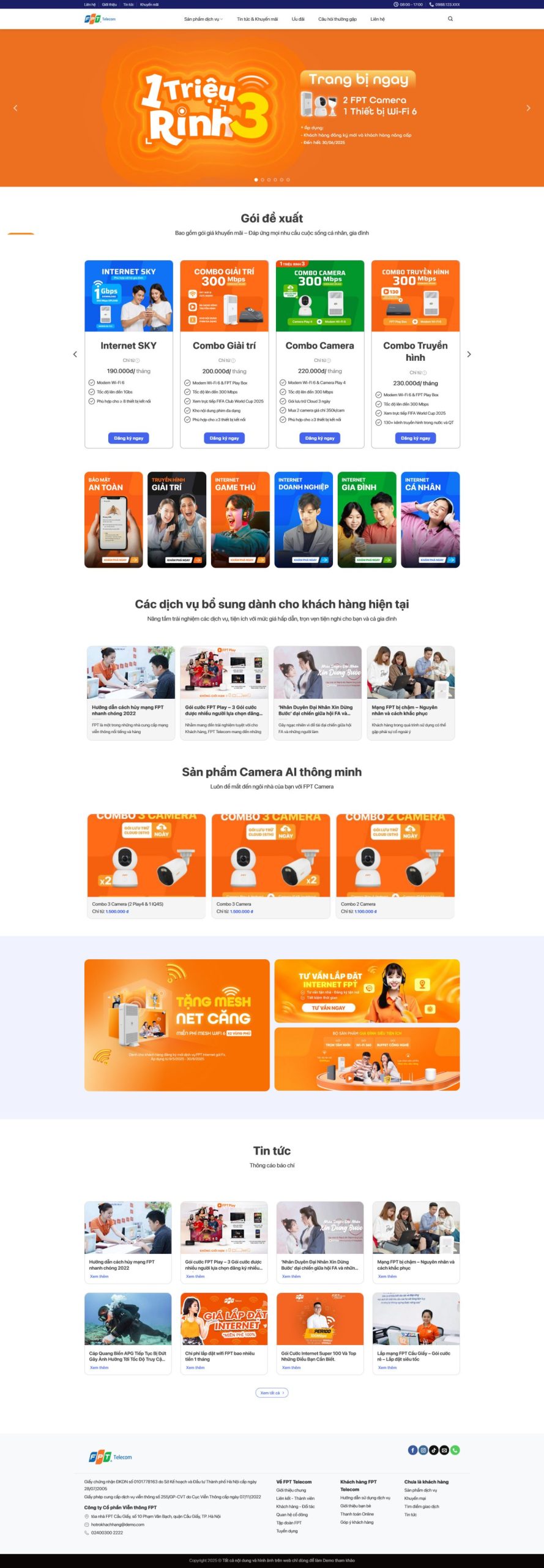 Ảnh Theme wordpress đại lý internet viễn thông fpt – tối ưu bảng giá gói cước