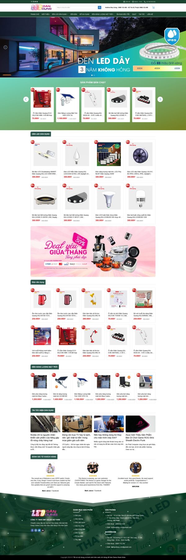 Theme WordPress Đèn LED Dân Dụng – Giao Diện Điện Nước Chuẩn SEO