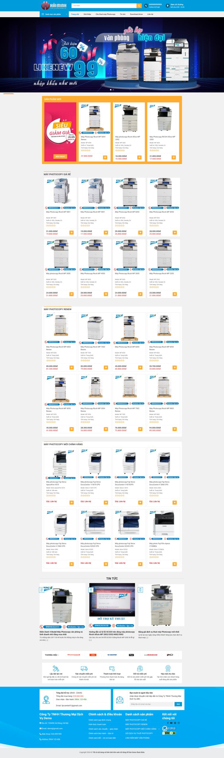 Ảnh Theme WordPress Dịch Vụ Sửa Chữa / Cho Thuê Máy Photocopy