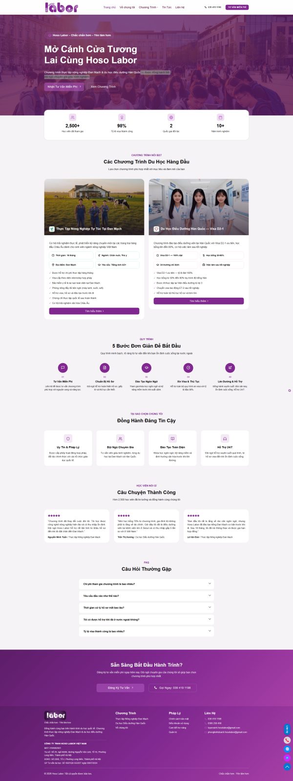 Theme WordPress du học Hàn Quốc chuẩn SEO, giao diện hiện đại