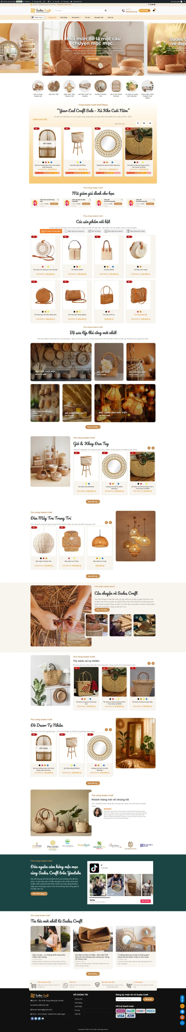 Theme WordPress giỏ mây & thủ công mỹ nghệ – mộc mạc, tinh tế