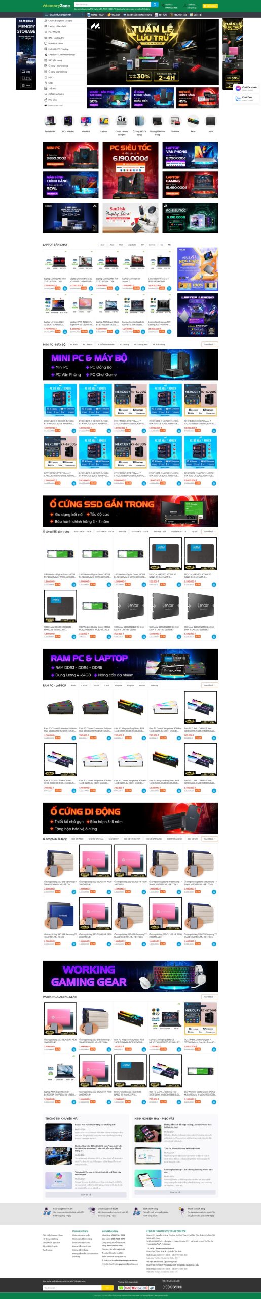 Ảnh Theme WordPress Máy Tính Gaming Hiện Đại – Giao Diện Giống MemoryZone Chuẩn SEO