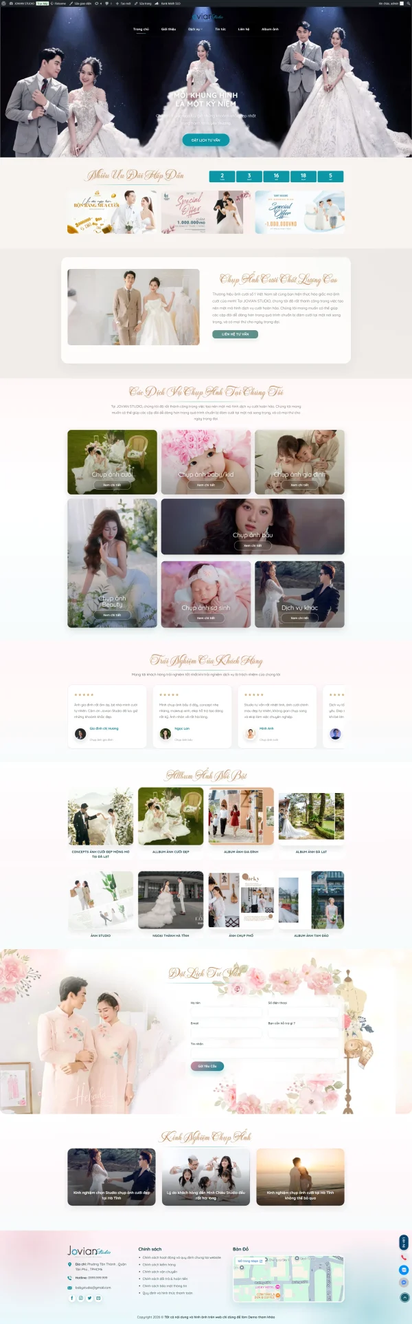 Theme WordPress Studio Áo Cưới Phong Cách Hàn Quốc Đẹp, Chuẩn SEO