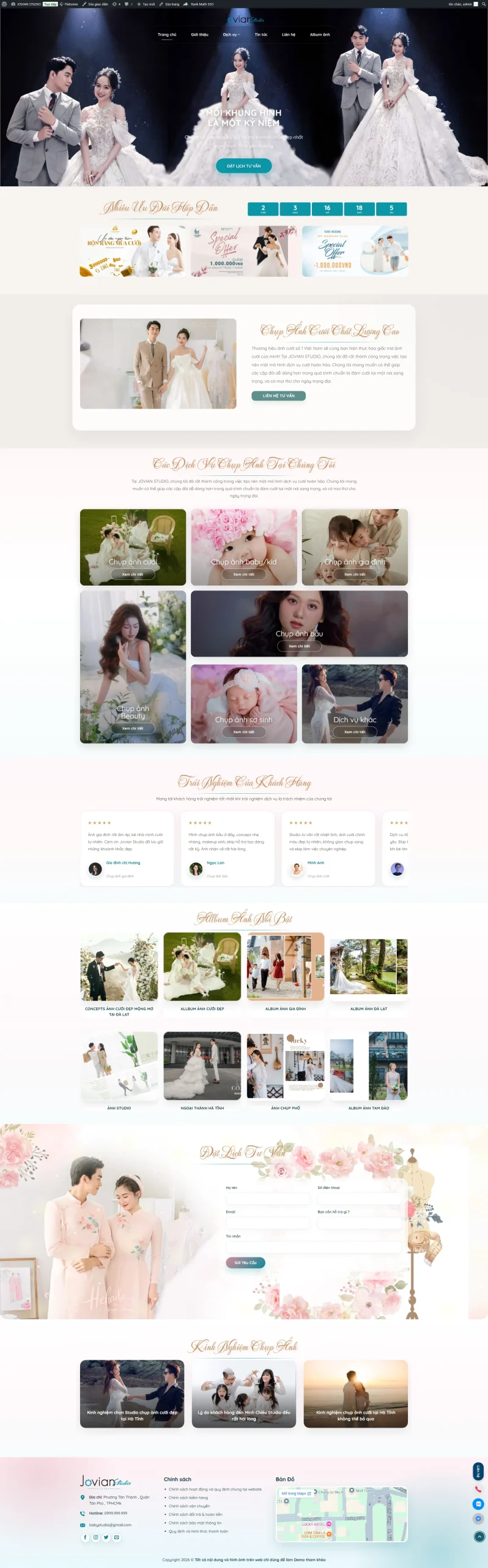 Ảnh Theme WordPress Studio Áo Cưới Phong Cách Hàn Quốc Đẹp, Chuẩn SEO