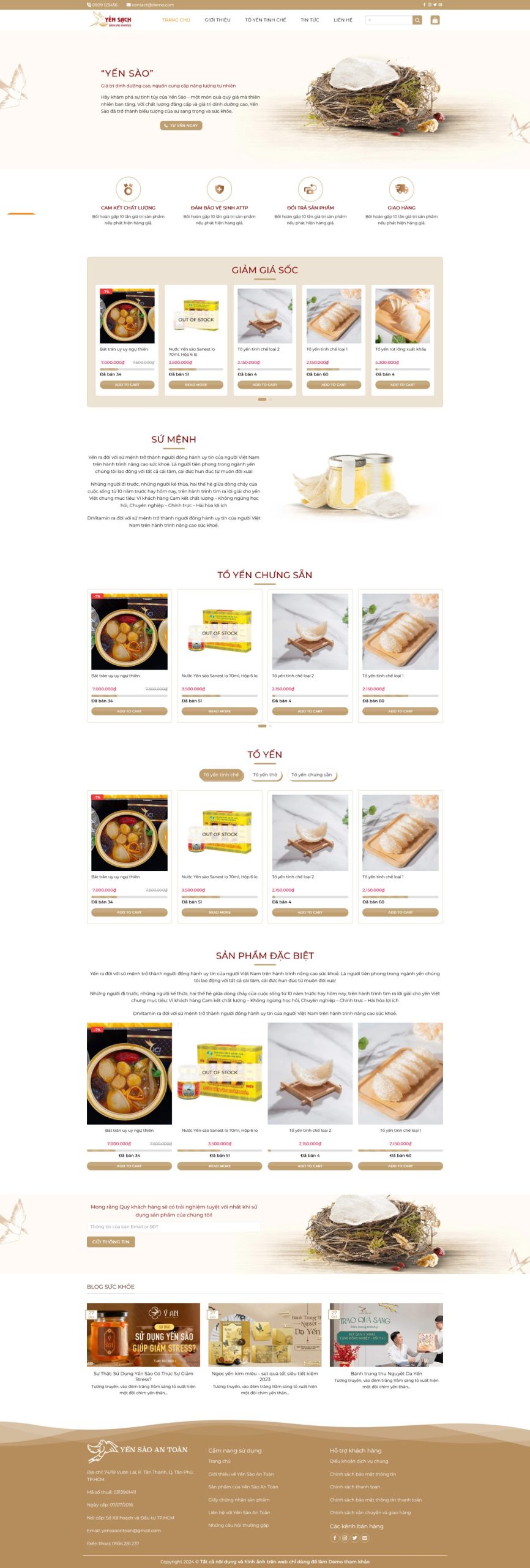 Ảnh Theme WordPress Yến Sào Cao Cấp – Giao Diện Sang Trọng Chuẩn SEO 2026